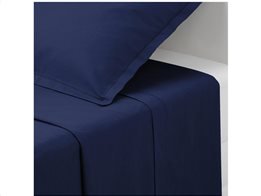 Διπλό Σεντόνι από 100% Βαμβάκι σε μπλε σκούρο χρώμα, 180x290 cm, Flat sheet