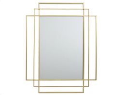 Ορθογώνιος Καθρέφτης Τοίχου με Μεταλλικό πλαίσιο σε Χρυσό χρώμα, 3x70x97 cm