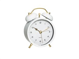 Μεταλλικό Vintage Ρολόι Ξυπνητήρι Με Διπλό Καμπανάκι 9.7x5.5x13.5 cm Λευκό