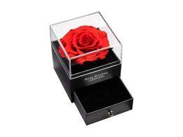 Παντοτινό Τριαντάφυλλο Κόκκινο με Θήκη Κοσμήματος Σε Κουτί, 11x9x9 cm