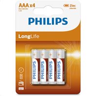 Philips Μπαταρίες Απλές LongLife AAA 1.5V R03L4B/10 Zinc-Chloride 4 Τεμάχια