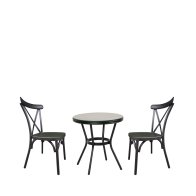 ArteLibre Σετ Τραπεζαρία Κήπου Burundi Μαύρο Αλουμίνιο/Γυαλί Με 2 Καρέκλες 14990213