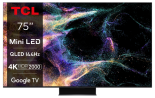 TCL Τηλεόραση 75'' 4K Mini-LED 144hz TV with QLED, Google TV and 2.1 Onkyo sound system 75C845