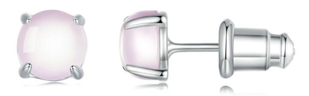 BAMOER σκουλαρίκια καρφωτά SCE1529-2 με φεγγαρόπετρα ασήμι 925 ροζ