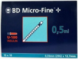 BD Micro-Fine+ U-100 Σύριγγες Ινσουλίνης 29G x 12.7mm 0.5ml 1τμχ