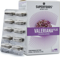 Superfoods Valeriana Plus Συμπλήρωμα Διατροφής κατά του Άγχους, της Υπερέντασης & της Αυπνίας 50 caps