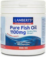 Lamberts Maximum Strength Pure Fish Oil Ιχθυέλαιο για Καρδία, Εγκέφαλο, Δέρμα & Αρθρώσεις 1100mg 180 κάψουλες