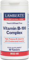 Lamberts Vitamin B-100 Complex Βιταμίνη για Ενέργεια, τα Μαλλιά & τo Δέρμα 60 ταμπλέτες