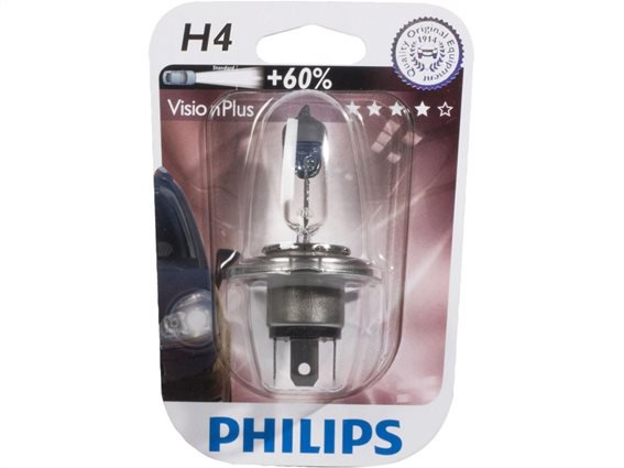 Philips Λάμπα Αυτοκινήτου H4 12V 60/55W Vision Plus PH-12342VPB1