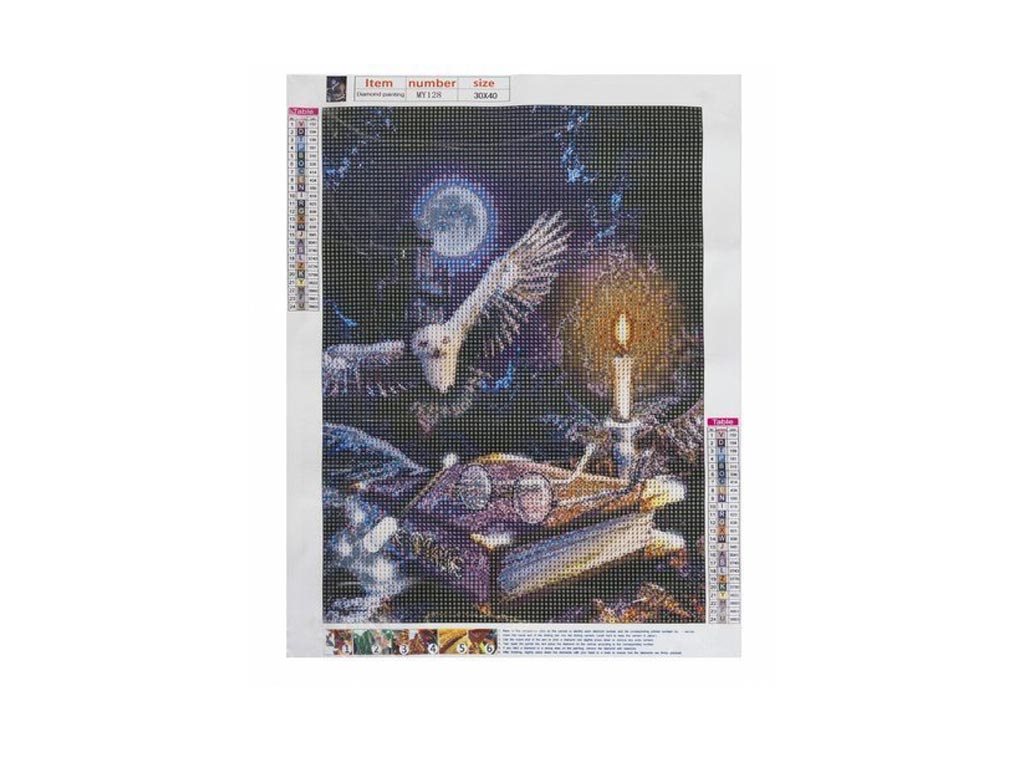 Ψηφιδωτό Μωσαικό με ψηφίδες τύπου διαμάντια και σχέδιο Κουκουβάγια, 30x40 cm, Mosaic Art Kit