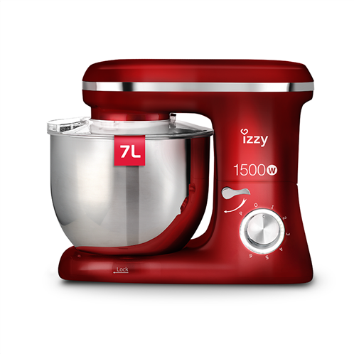 Izzy Κουζινομηχανή 1400W με Ανοξείδωτο Κάδο 7lt Spicy Red IZ-1500 6 Ταχύτητες και 3 Εξαρτήματα