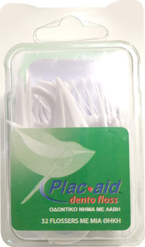 Plac Aid Οδοντικό Νήμα με Λαβή σε Λευκό χρώμα 32τμχ