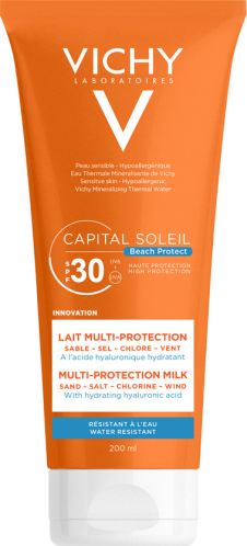 Vichy Capital Soleil Multi Protection Milk Αδιάβροχη Αντηλιακή Κρέμα Προσώπου SPF30 200ml