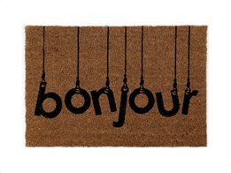 Πατάκι Χαλάκι εισόδου σε καφέ χρώμα με σχέδιο Bonjour, 40x60 cm, Doormat Bonjour