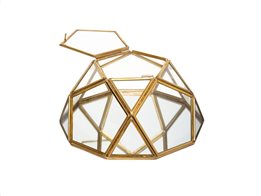 Γυάλινη Κοσμηματοθήκη Μπιζουτιέρα σε σχήμα διαμαντιού, 19.5x9 cm, Diamond Glass Jewelry Box