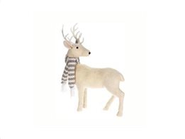 Aria Trade Επιτραπέζιος Διακοσμητικός Τάρανδος σε Λευκό και ασημί χρώμα 35x15x47 cm Reindeer Σχέδιο 2