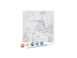 Παιδικός Καμβάς για Ζωγραφική με 5 Χρώματα και Πινέλο, 20x20x2 cm Πειρατές