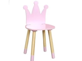 Παιδική Ξύλινη Καρέκλα Κορώνα σε Ροζ Χρώμα, 28x54x27cm