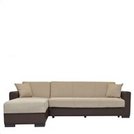 ArteLibre Jose Γωνιακός Καναπές Κρεβάτι με Αναστρέψιμη Γωνία & Αποθηκευτικό Χώρο PU 270x165x84cm Μπεζ/Καφέ