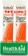 Health Aid Vitamin C 1+1 Αναβράζοντα Δισκία Πορτοκάλι 1000mg 2 x 20δ.