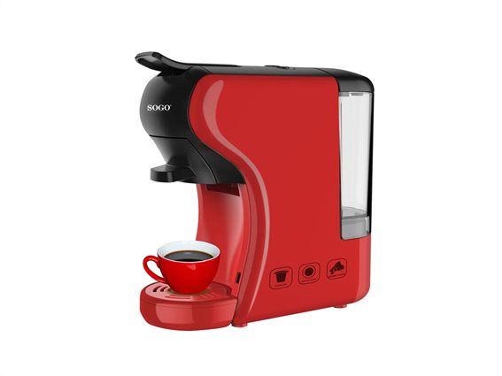 Sogo Multi Capsule Καφετιέρα Espresso 1450W Πίεσης 19bar Κόκκινη με δοχείο 0.6lt για κάψουλες Nespresso / Lavazza / Ca­taly / Pods