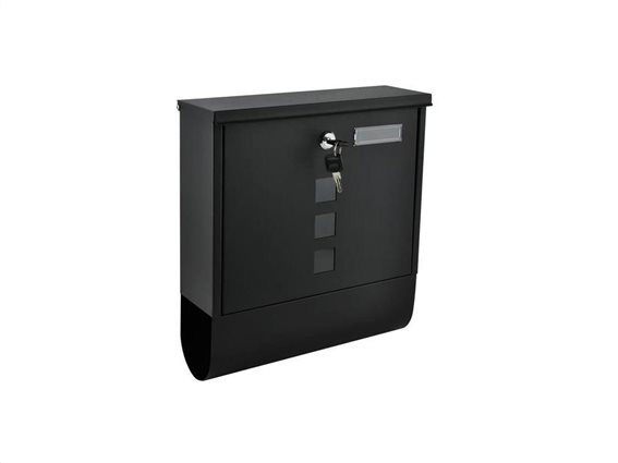 Malatec Γραμματοκιβώτιο από Ανοξείδωτο Ατσάλι με κλειδαριά και θέση για εφημερίδα σε μαύρο χρώμα