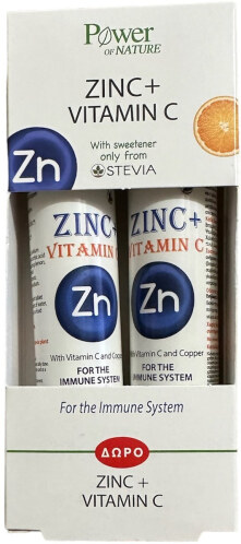 Power Of Nature Zinc + Vitamin C 2 x 20 αναβράζοντα δισκία Λεμόνι