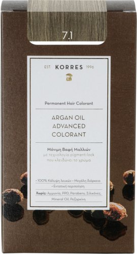 Korres Argan Oil Advanced Colorant Βαφή Μαλλιών 7,1 Ξανθό Σαντρέ 50ml