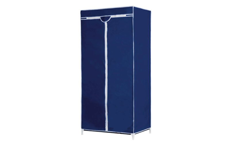 Πτυσσόμενη Ντουλάπα Υφασμάτινη Αναδιπλούμενη σε μπλέ χρώμα 160x75x50cm, Woven Closet 25701