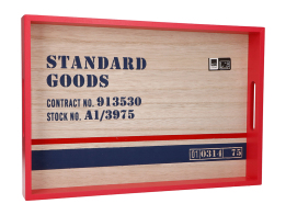 Arti Casa Ξύλινος Δίσκος Σερβιρίσματος 37x25x4cm με Ανοιχτές λαβές σε Κόκκινο χρώμα, 04248