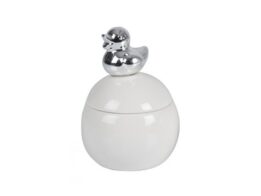 Arti Casa Μπιζουτιέρα Πορσελάνη Σχήμα Αυγό 8.5x7.5x7.5cm 88171 με Διακόσμηση Πάπια