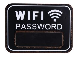 Ξύλινη Πινακίδα τοίχου με θέμα Wifi και Μαυροπίνακα Μαύρο