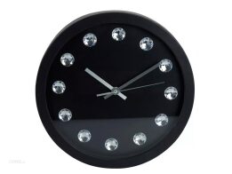 Διακοσμητικό Ρολόι Τοίχου με μεταλλικούς δείκτες και ενδείξεις κρύσταλλα  30 εκατοστών Μαύρο