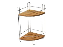 Evideco Γωνιακή Επιτοίχια Ραφιέρα Μπάνιου Μεταλλική με 2 Ράφια 19.5x19.5x36.5cm 9118195