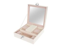 Aria Trade Μπιζουτιέρα Κουτί με Καθρέφτη λευκό