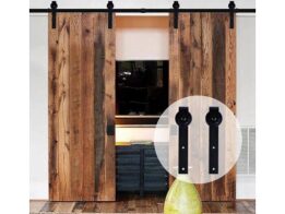 Διπλός Μηχανισμός Συρόμενης Μεσόπορτας 183 cm σε μαύρο χρώμα