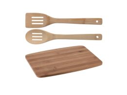 Σετ Ξύλινη Επιφάνεια Κοπής από Bamboo και 2 ξύλινες κουτάλες, 32,5x23x2cm