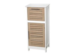 Ξύλινο Έπιπλο Μπάνιου με Ντουλάπι και Συρτάρι σε λευκό χρώμα, 36.5x30x83 cm, Stockholm