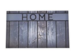 Πατάκι Χαλάκι εισόδου  με σχέδιο ξύλο και επιγραφή Home σε γκρι χρώμα,45x75 cm