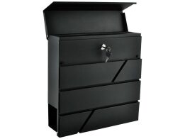 Malatec Γραμματοκιβώτιο από Ατσάλι με κλειδαριά και θέση για εφημερίδα σε μαύρο χρώμα, 10x37x36.7 cm