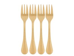 Πιρουνάκια του γλυκού 4 τεμαχίων από Ανοξείδωτο Ατσάλι, σε χρυσό χρώμα