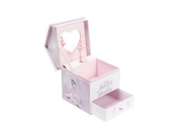 Μουσικό Κουτί Μπιζουτιέρα με θήκες για κοσμήματα και συρτάρι αποθήκευσης, 14.3x14.2x16 cm