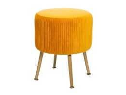 Σκαμπό σαλονιού με ξύλινα πόδια και βελούδινο μουσταρδί κάθισμα, 35x41.6 cm