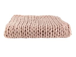 Aria Trade Μονή Πλεκτή Κουβέρτα ριχτάρι καναπέ με χοντρή πλέξη σε Ροζ Χρώμα,120x150 cm