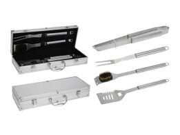 Σετ Εργαλεία Barbeque 4 τεμαχίων από Ανοξείδωτο Ατσάλι σε βαλίτσα αποθήκευσης, BBQ Set