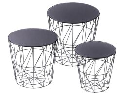 Σετ Μεταλλικά Τραπεζάκια σαλονιού σε σχήμα καλαθιού με εφέ καθρέφτη, Side Tables set