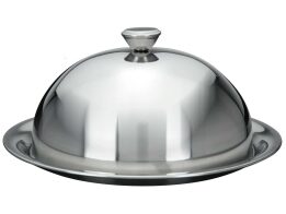 Τουρτιέρα Πιατέλα Καμπάνα Σερβιρίσματος από Ανοξείδωτο Ατσάλι, διαμέτρου 24.5 cm
