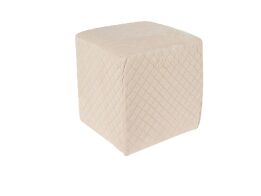Ξύλινο Σκαμπό με βελούδινο ύφασμα σε μπεζ χρώμα, 32x32x34 cm Ρόμβος