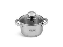 Κατσαρολάκι από Ανοξείδωτο Ατσάλι 1.3L με γυάλινο καπάκι 14cm, Edenberg EB-3002