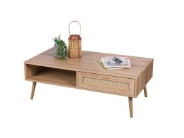 Ξύλινο Τραπεζάκι Σαλονιού, Τηλεόρασης με ράφι και συρτάρι, 110x59x39.5 cm, Coffee table